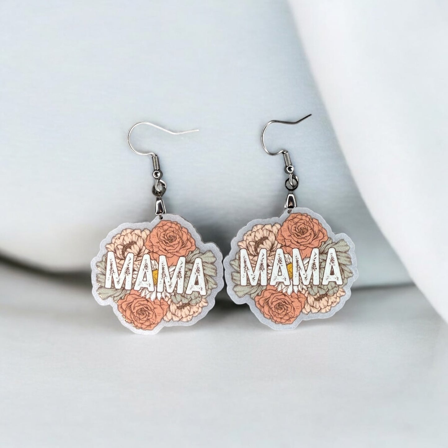 Vintage Floral Mama Acrylic Earrings