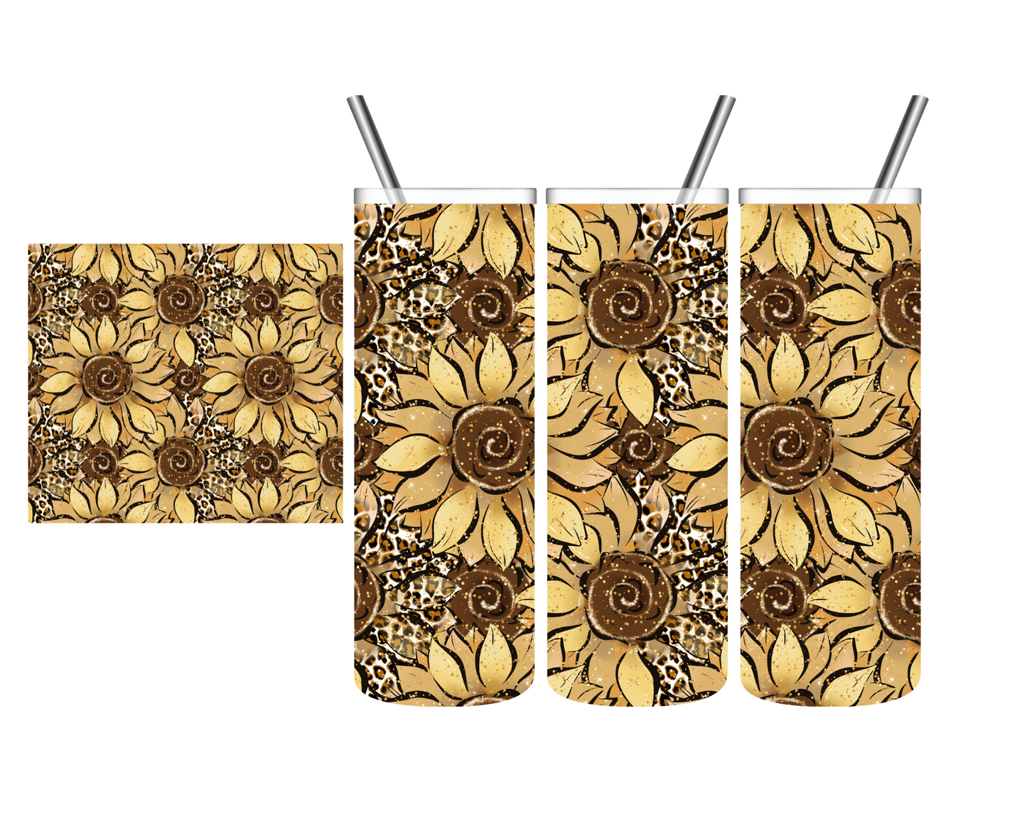 Beautiful Sunflower Leopard Floral 20 oz Tumbler