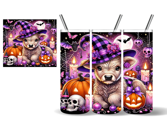 Plaid Witch Hat Highland Cow Halloween 20 oz Tumbler