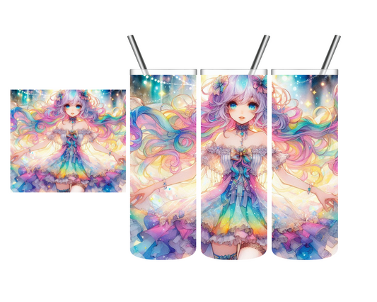 Rainbow Anime Woman 20 oz Tumbler