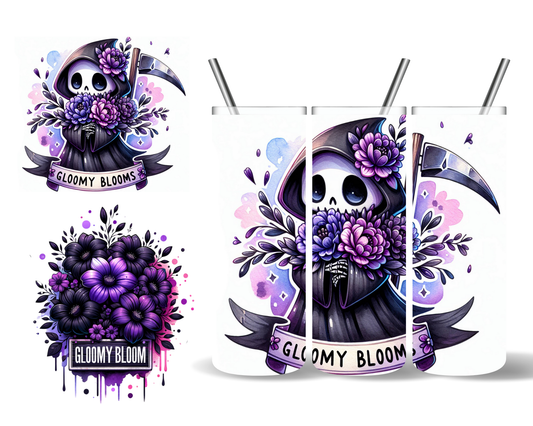 Gloomy Bloom Grim Reaper Floral 20 oz Tumbler