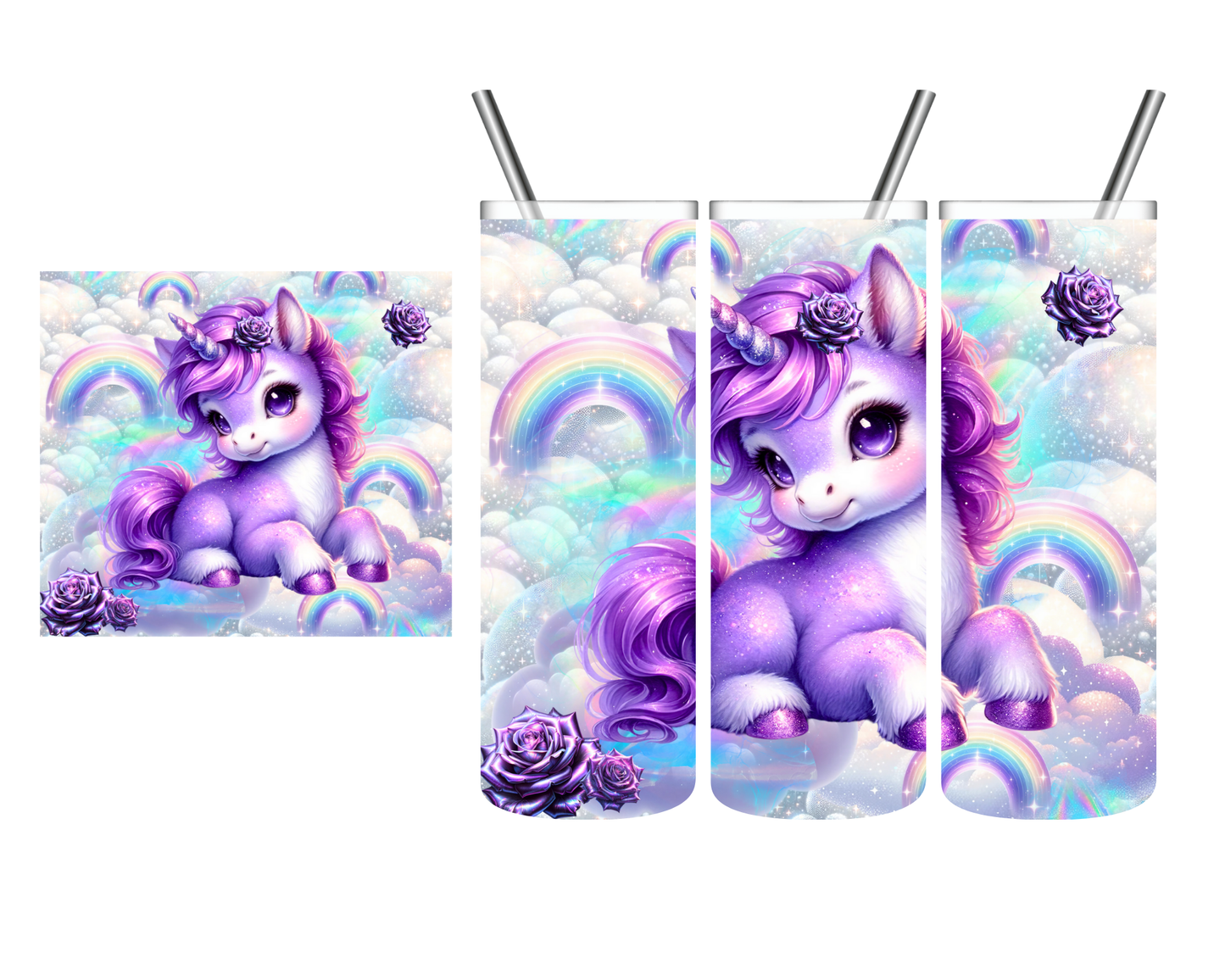 Purple Unicorn Rainbow 20 oz Tumbler