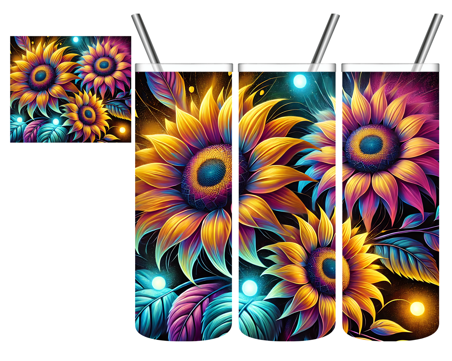 Neon Sunflowers 20 oz Tumbler