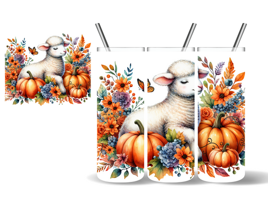 Fall Floral Lamb 20 oz Tumbler