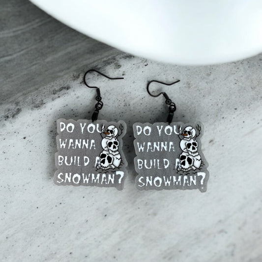 Do You Wanna Build a Snowman Skull Acrylic Earrings