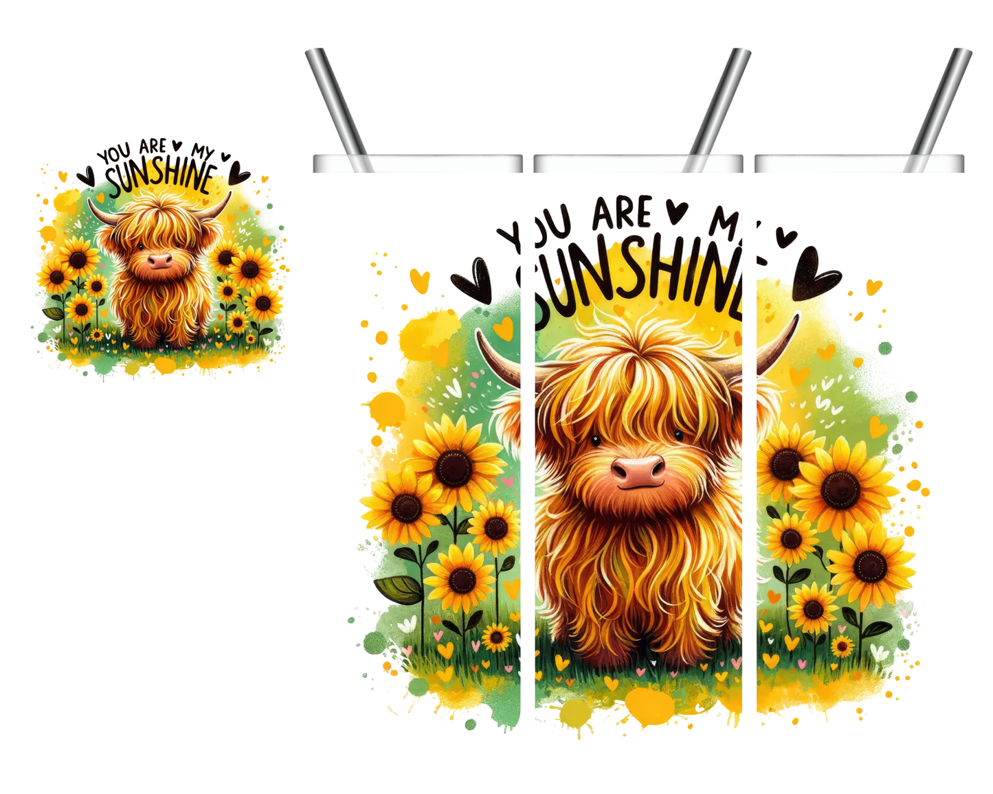 You Are My Sunshine Highland Cow 20 oz Tumbler