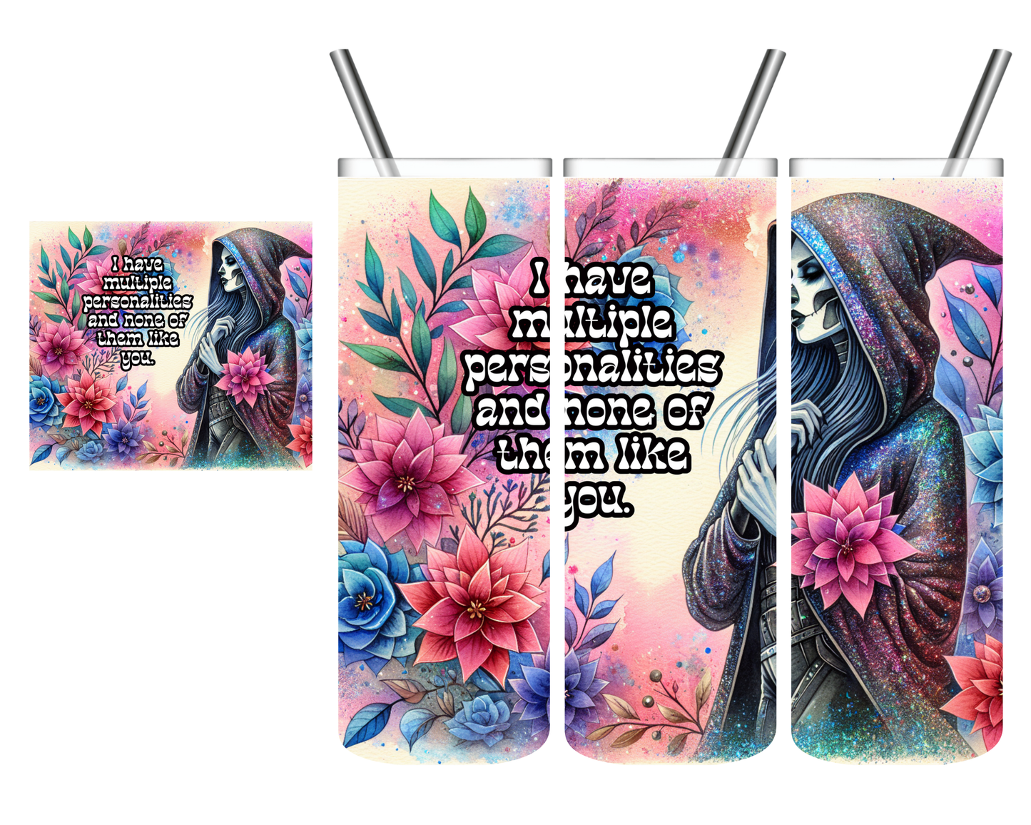 Multiple Personalities Grim Reaper 20 oz Tumbler