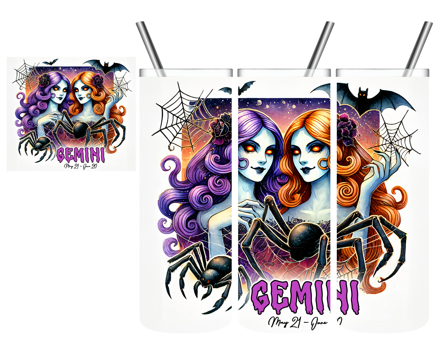 Halloween Gemini Zodiac Sign Celestial 20 oz Tumblers