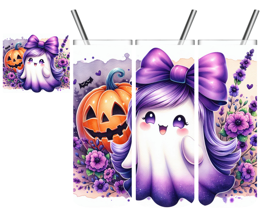 Cute Ghost Purple Bow Halloween 20 oz Tumbler