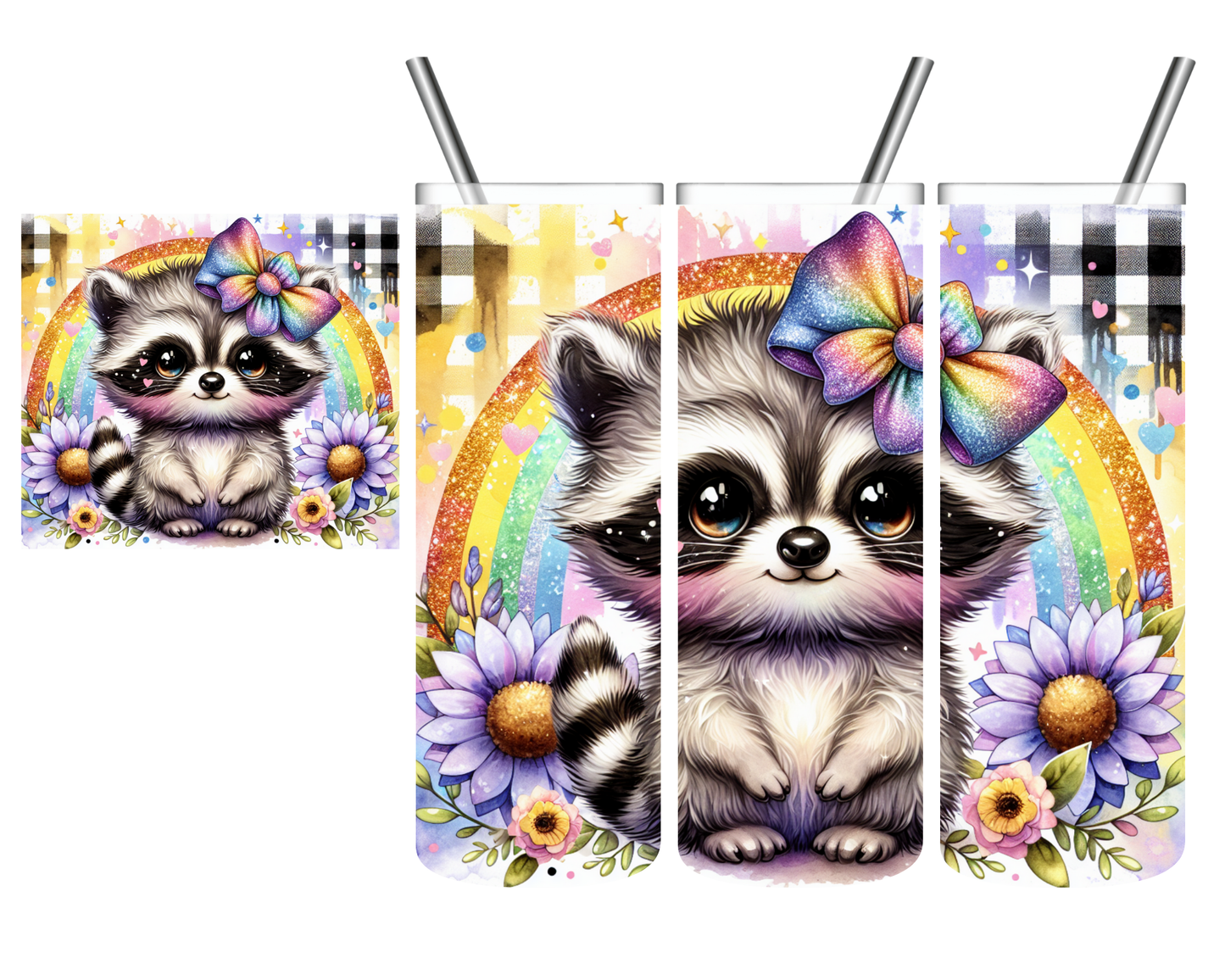 Baby Raccoon Rainbow 20 oz Tumbler