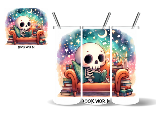 Book Worm Skeleton Books 20 oz Tumbler