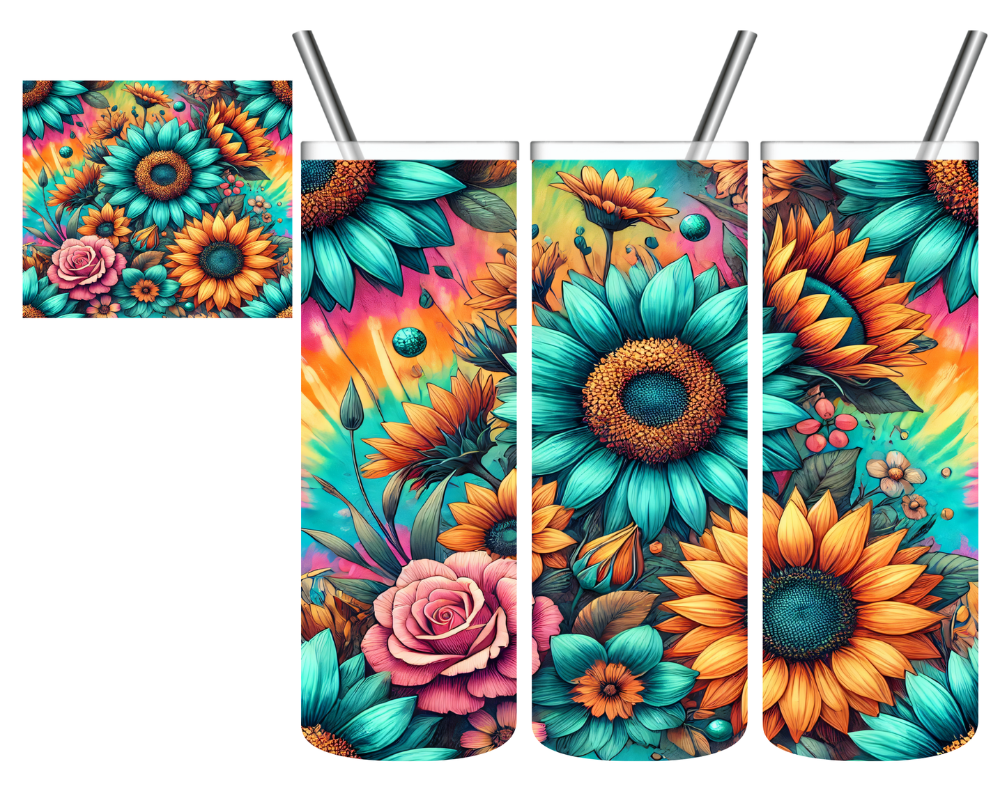 Tie-dye Sunflowers 20 oz Tumbler