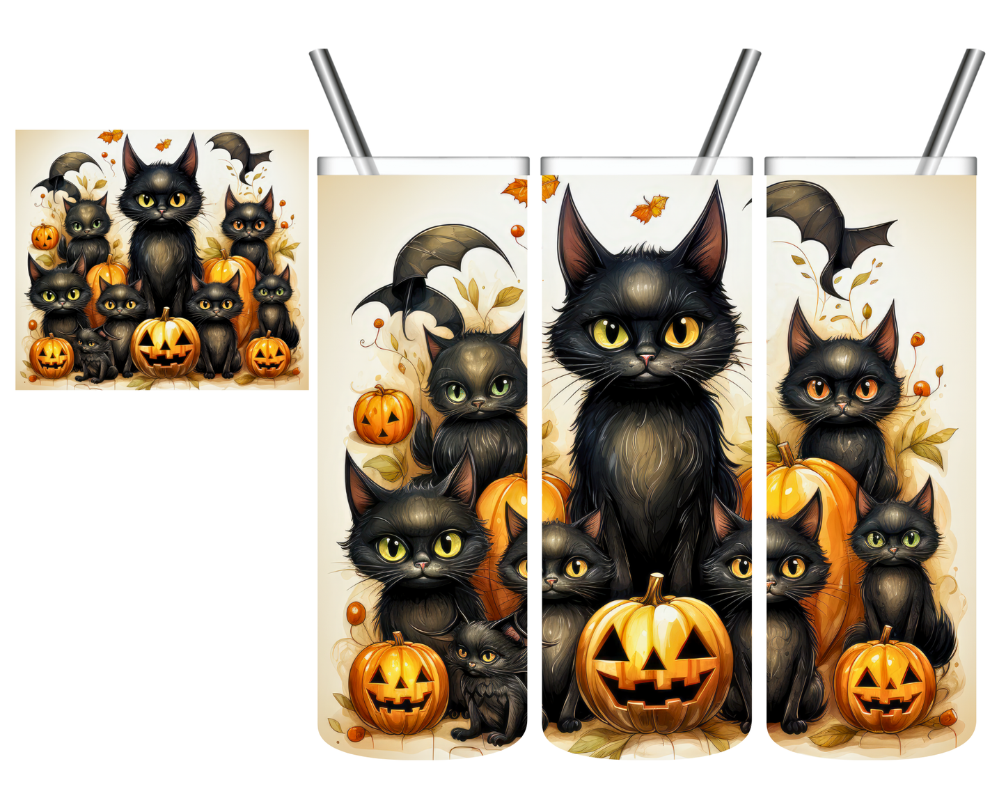 Black Cats & Pumpkins Halloween 20 oz Tumbler