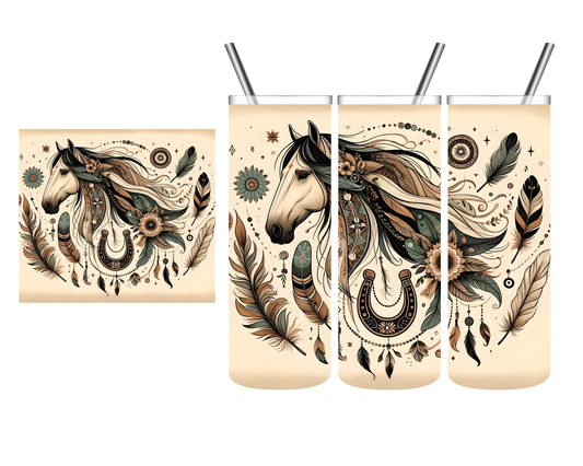 Boho Feather Horse 20 oz Tumbler