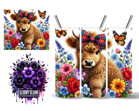 Plaid Bow Highland Cow 20 oz Tumbler