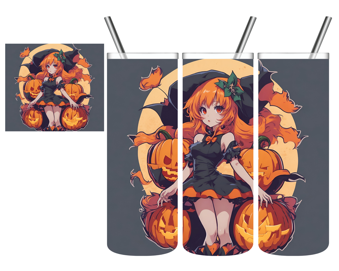 Anime Girl & Pumpkins 20 oz Tumbler