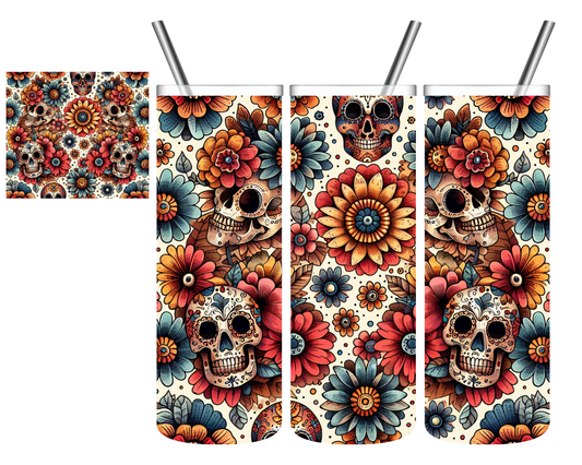 Floral Skull 20 oz Tumbler