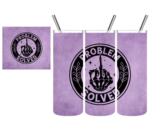 Problem Solved Middle Finger Skeleton 20 oz Tumbler