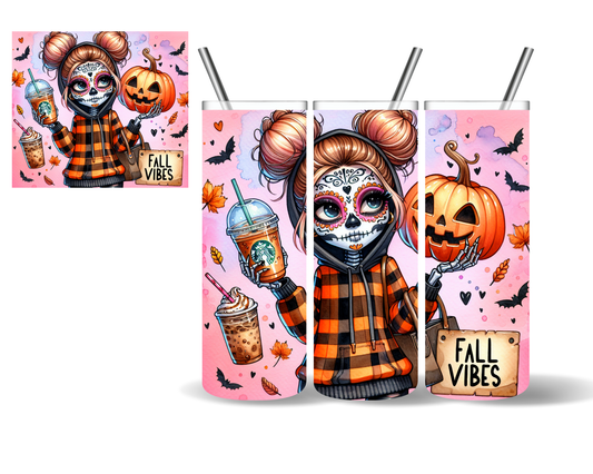 Fall Vibes Skeleton 20 oz Tumbler