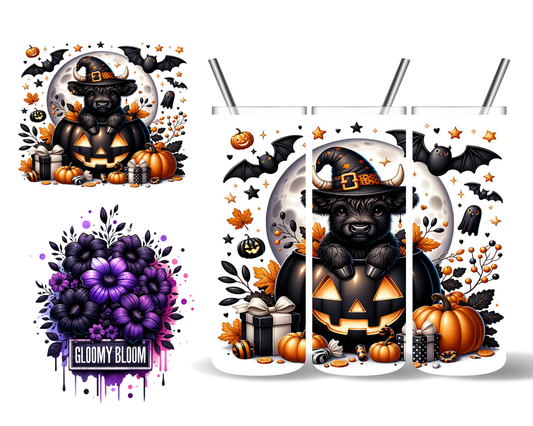 Black Highland Cow Halloween 20 oz Tumbler