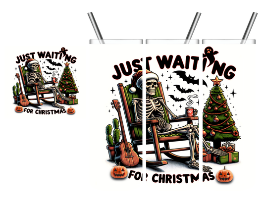 Just Waiting For Christmas Skeleton 20 oz Tumbler