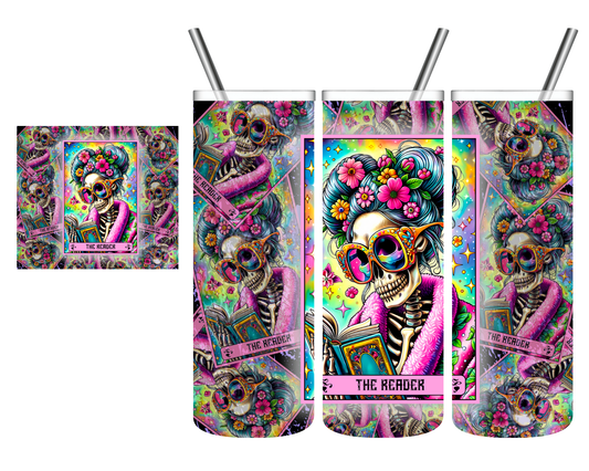 The Reader Tarot Card Skeleton Book 20 oz Tumbler