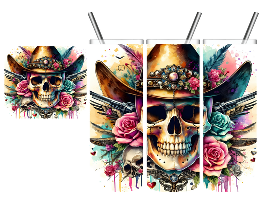 Western Skull Floral 20 oz Tumbler