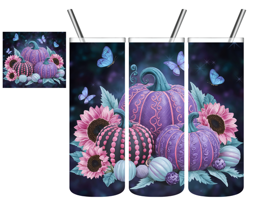 Floral Purple Pumpkins & Butterflies 20 oz Tumbler