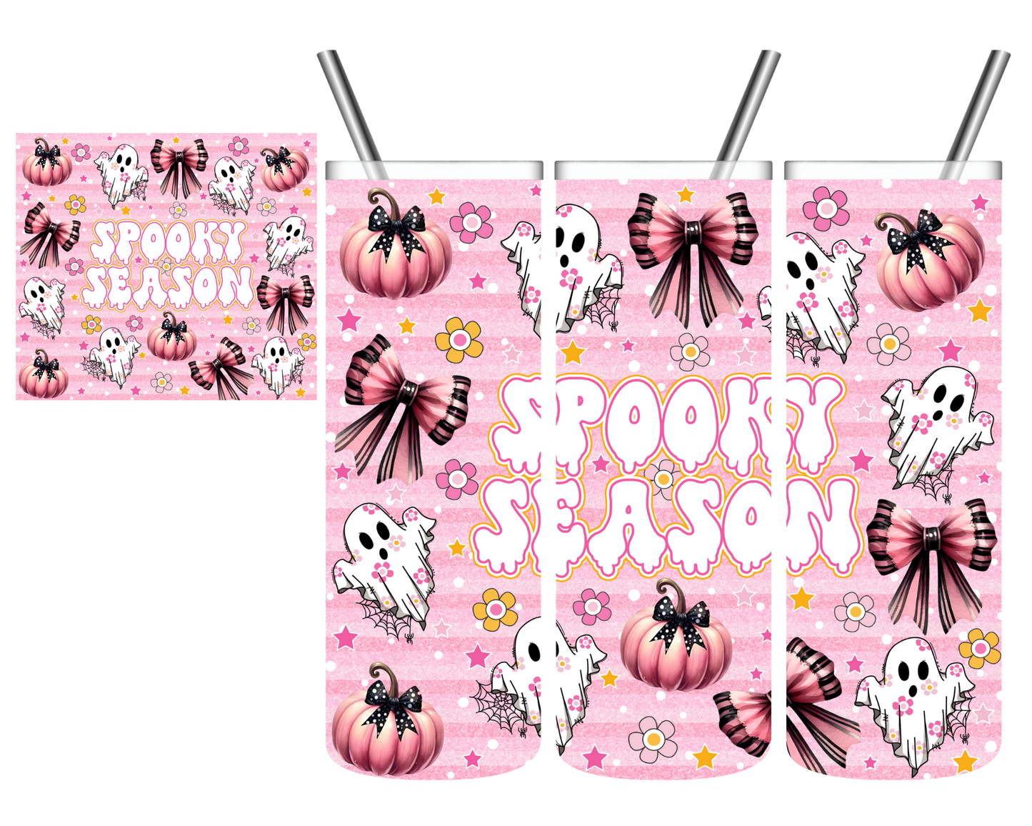 Pink Spooky Season Ghost Halloween 20 oz Tumbler