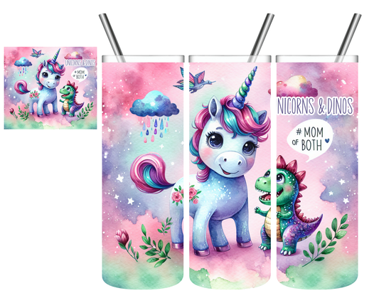 Mom of Both Unicorns Dinosaurs 20 oz Tumbler