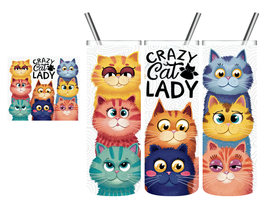 Crazy Cat Lady Cartoon 20 oz Tumbler