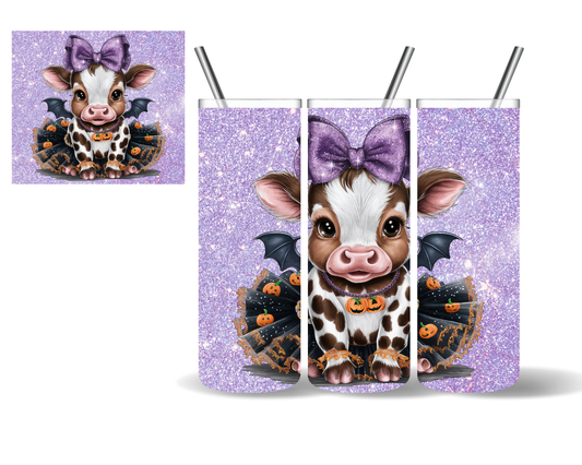 Purple Glitter Highland Cow Halloween 20 oz Tumbler