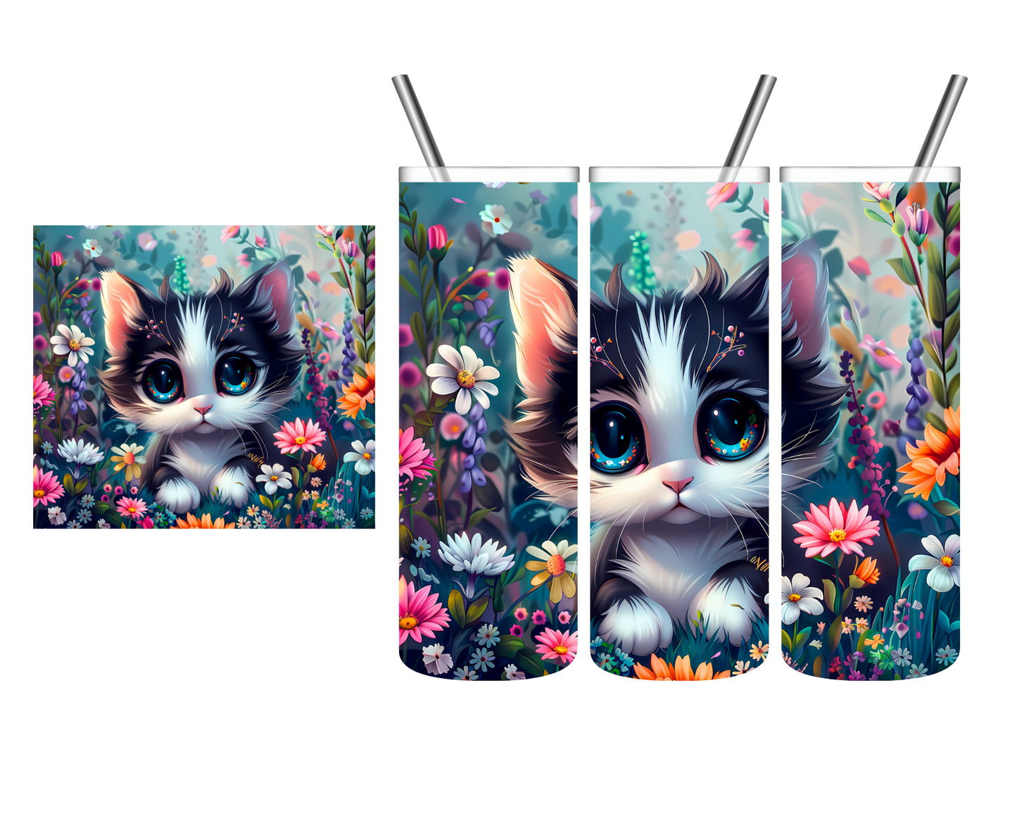 Cute Cat With Big Eyes 20 oz Tumbler