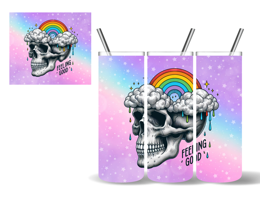 Feeling Good Rainbow Skull 20 oz Tumbler