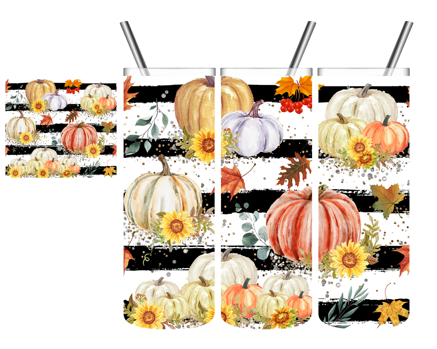 Stripes & Pumpkins Fall 20 oz Tumbler