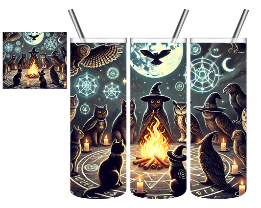 Cat Owl Witches Coven Halloween 20 oz Tumbler