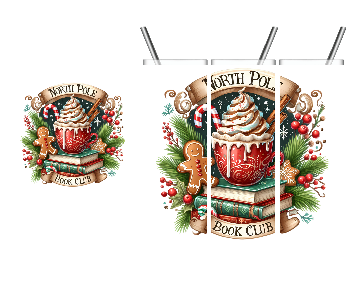 North Pole Book Club Christmas 20 oz Tumbler