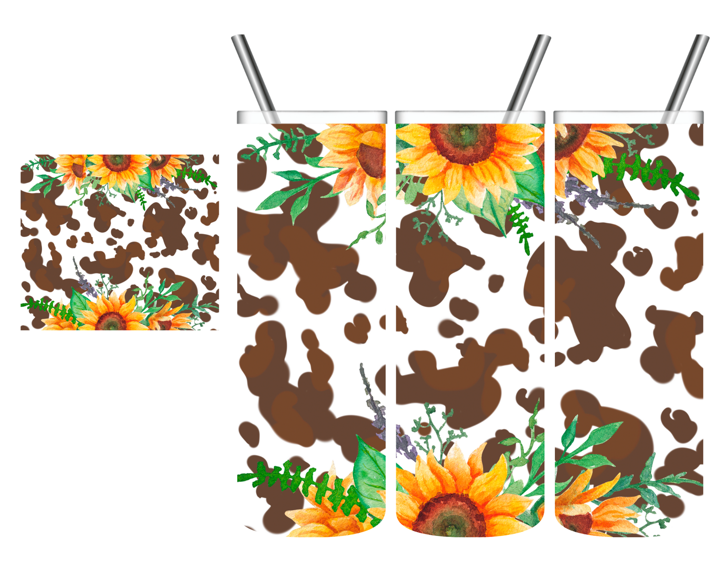 Cow Hide Sunflower 20 oz Tumbler