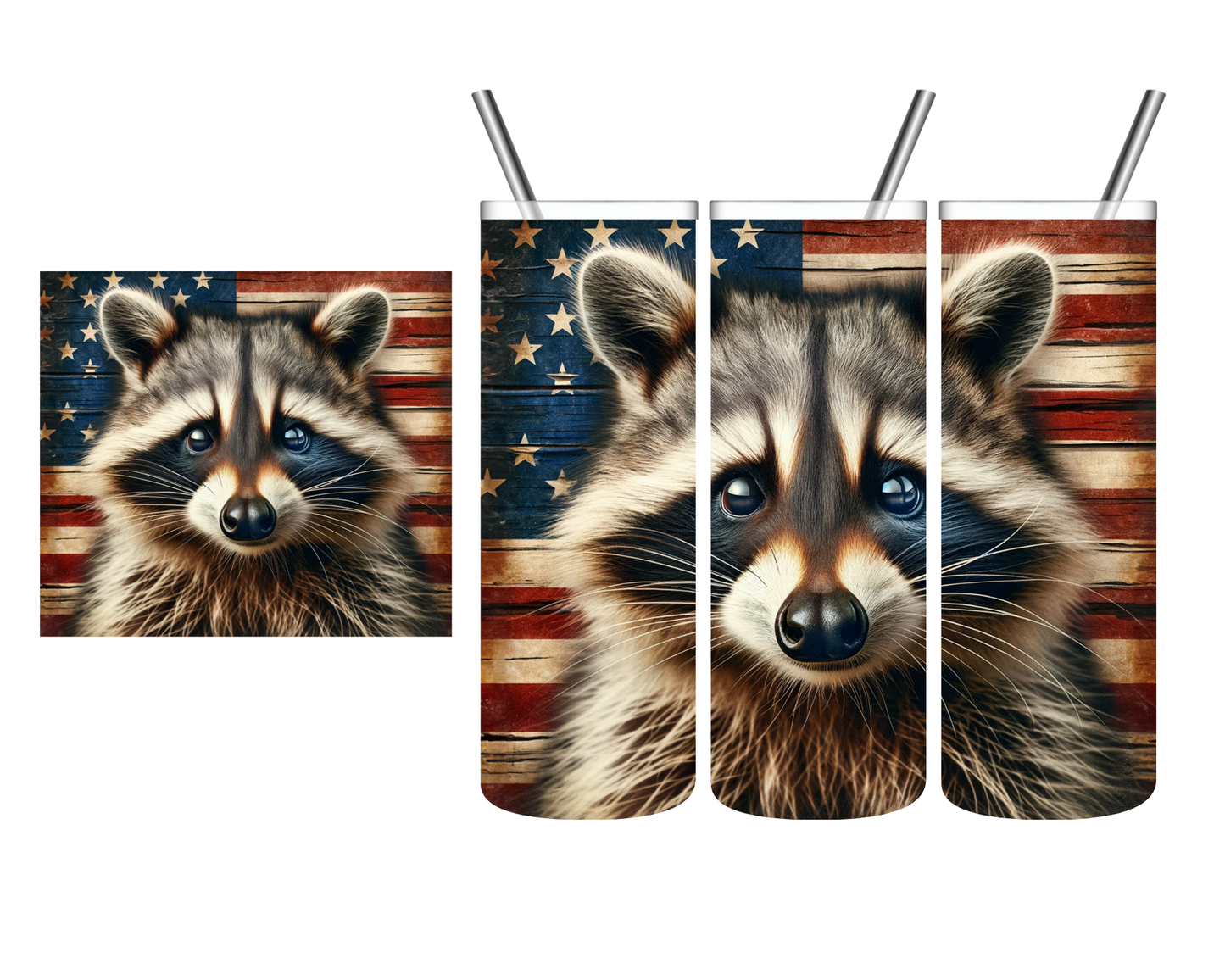 Patriotic Flag Raccoon 20 oz Tumbler