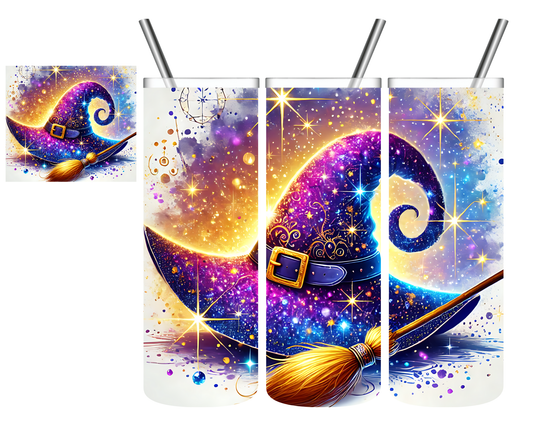 Glitter Witch Hat & Broom 20 oz Tumbler