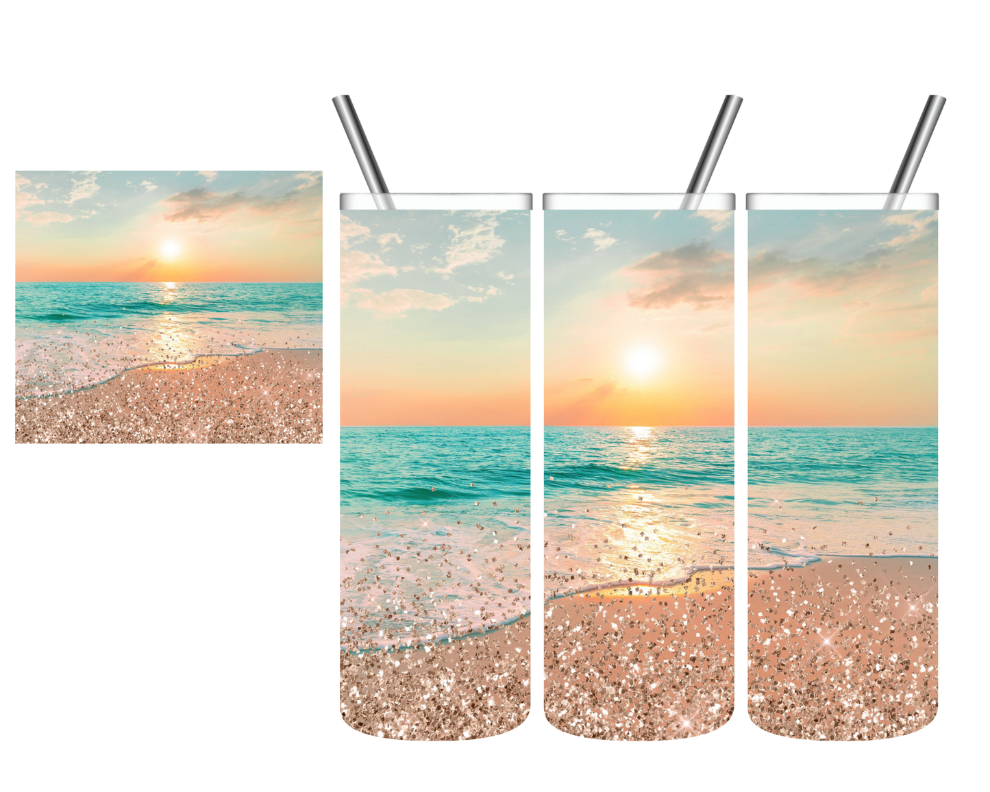 Glitter Beach Ocean 20 oz Tumbler