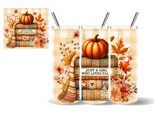 Just a Girl Who Loves Fall Books 20 oz Tumbler