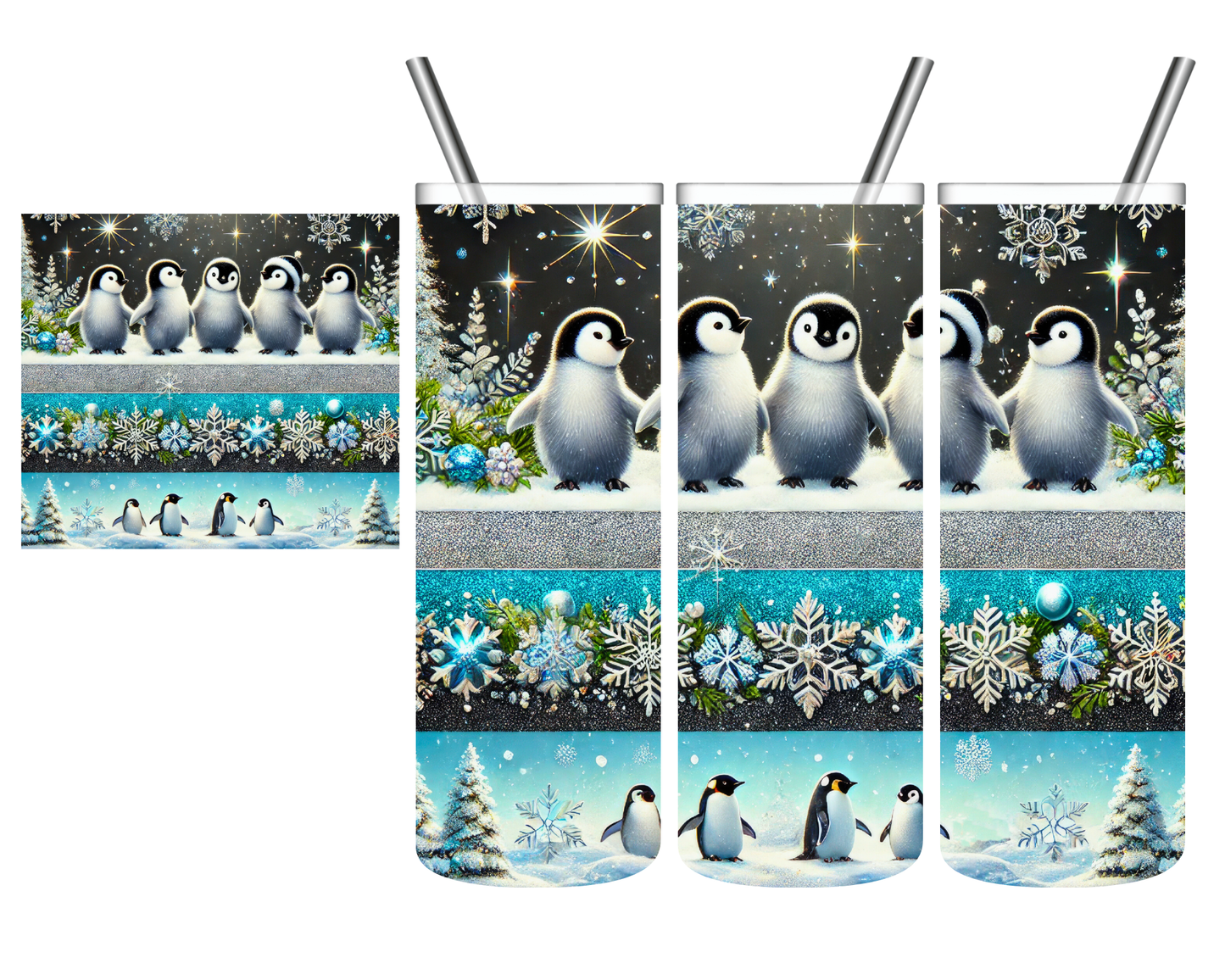 Snowy Winter Penguins 20 oz Tumbler