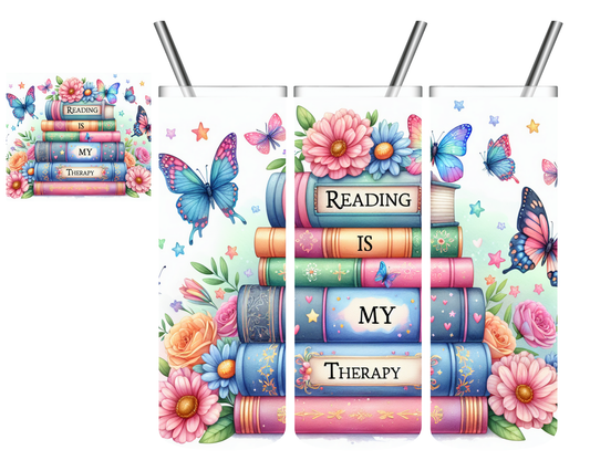 Reading is My Therapy Book 20 oz Tumbler