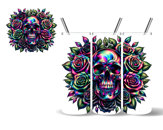 Iridescent Floral Skull 20 oz Tumbler