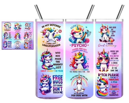 Crazy Snarky Unicorn Designs 20 oz Tumbler