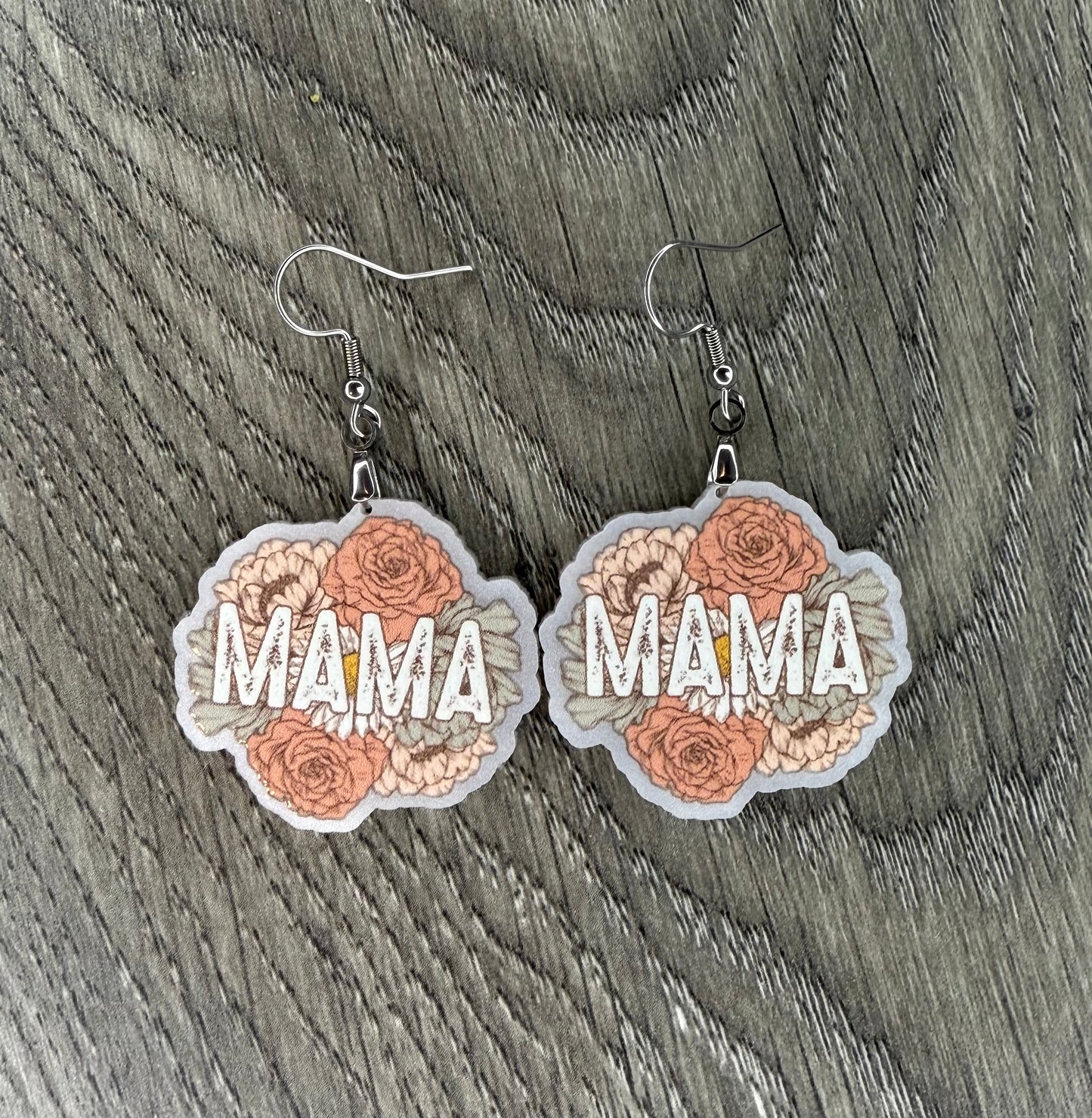 Vintage Floral Mama Acrylic Earrings