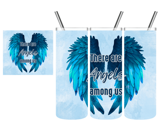 There Are Angels Among Us Blue 20 oz Tumbler